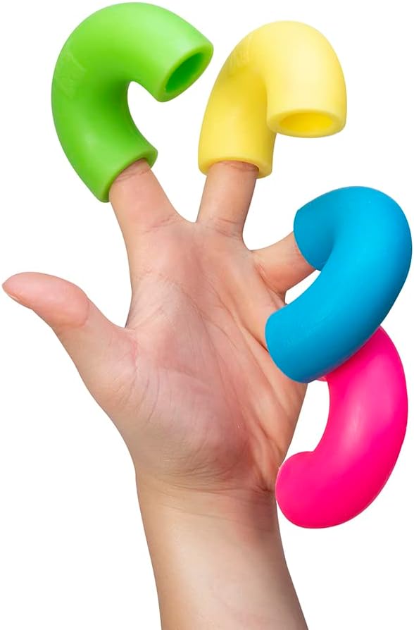 Schylling NeeDoh Mac 'N' Squeeze - Sensory Squeeze Toy - Contains 4 Squishy Noodles - 3 Wide - Color May Vary (Pack of 1)