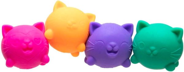 Schylling NeeDoh Cool Kitten Teenie Needoh 4 Pack - Sensory Squeeze Toy - 1.5 in Diameter - Colors May Vary
