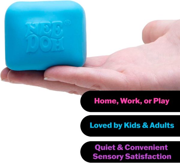 Schylling NeeDoh Nice Cube Glow - Squeeze Toy with a Super Solid Squish - Glows in The Dark - 2.25 Cube - Color May Vary (Pack of 1)
