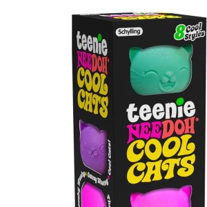Schylling NeeDoh Teenie Cool Cat - Sensory Squeeze Toy - Contains 3 Mini Groovy Globs - 1.5 Wide - Color May Vary (Pack of 1)