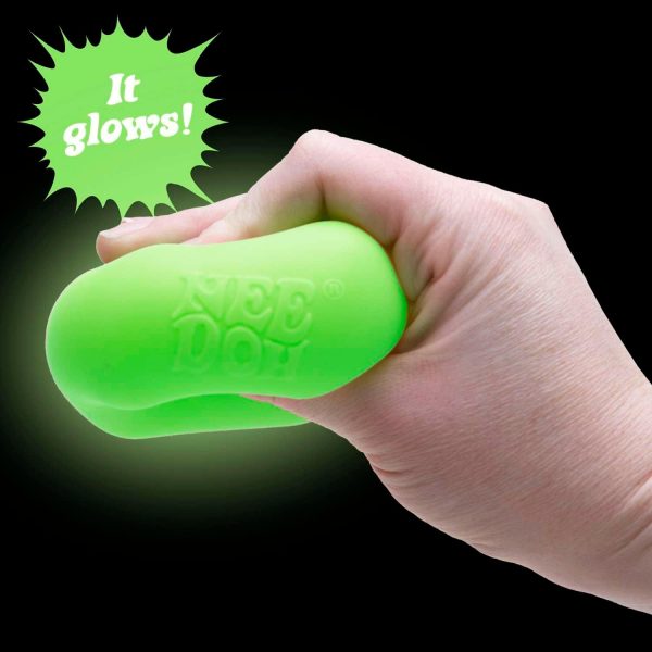 Schylling NeeDoh Nice Cube Glow - Squeeze Toy with a Super Solid Squish - Glows in The Dark - 2.25 Cube - Color May Vary (Pack of 1)