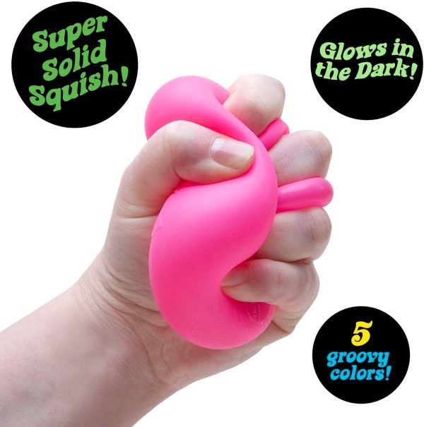 Schylling NeeDoh Nice Cube Glow - Squeeze Toy with a Super Solid Squish - Glows in The Dark - 2.25 Cube - Color May Vary (Pack of 1)