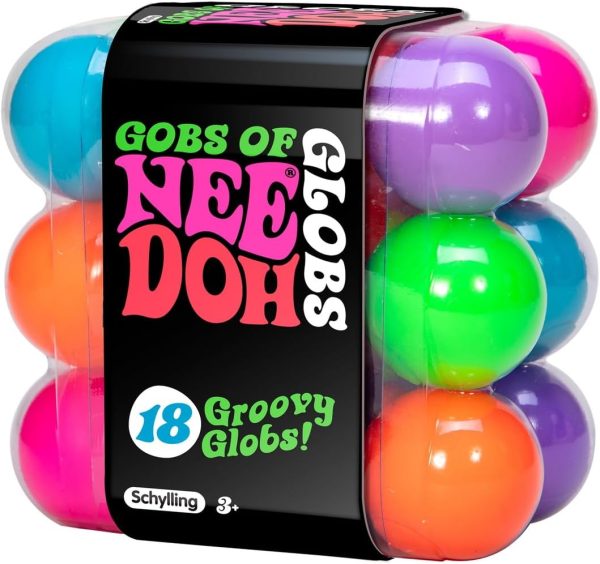 Schylling NeeDoh Teenie Gobs of Globs - Sensory Squeeze Toy - Contains 18 Mini Groovy Globs - 1.25 Wide - Multicolored