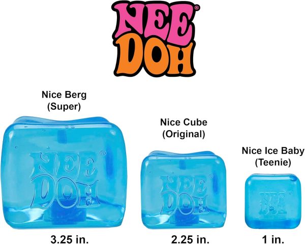 Schylling NeeDoh Nice Ice Baby - 1.25 Cube - Color May Vary (Pack of 1) | Sensory Squeeze Toy with Super Solid Squish