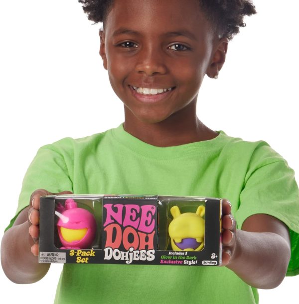 Schylling NeeDoh Dohjee - Sensory Squeeze Toy - Satisfying Dough Filling - 2 Tall - Color May Vary (Pack of 3)
