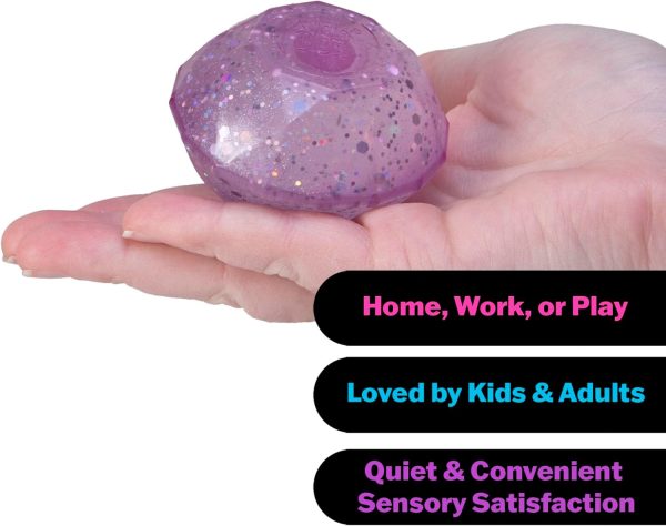 Schylling NeeDoh Groovy Jewel - Sensory Toy - Satisfying Super Sparkly Liquid Filling - Ages 3 and Up - Color May Vary; One Per Pack