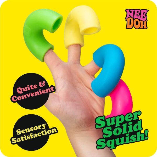 Schylling NeeDoh Mac 'N' Squeeze - Sensory Squeeze Toy - Contains 4 Squishy Noodles - 3 Wide - Color May Vary (Pack of 1)