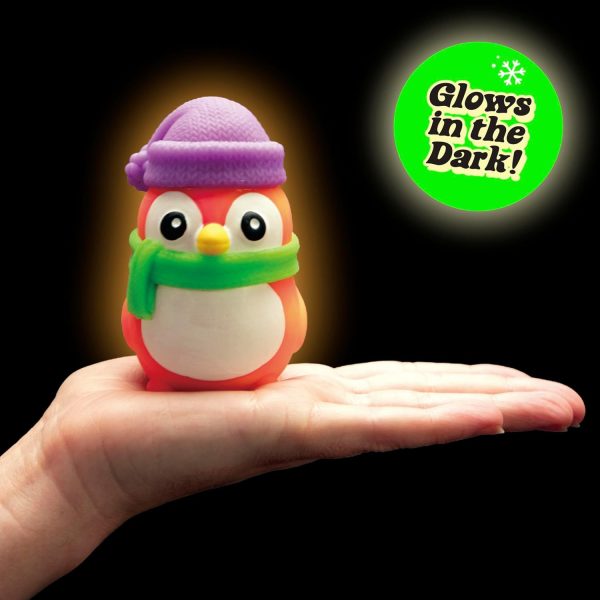 Schylling NeeDoh Polar Glow Penguin - Sensory Squeeze Toy - Assorted Colors Glow in The Dark - Ages 3+ (Pack of 1)