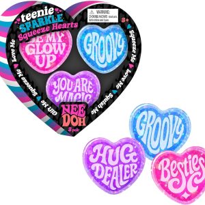 Schylling Needoh Teenie Sparkle Hearts - Sensory Squeeze Toy - Colors May Vary