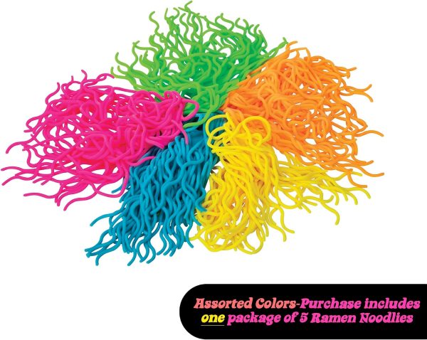 Schylling NeeDoh Ramen Noodlies - Sensory Squeeze Toy - Contains 5 Noodle Clumps - 8.5 Long - Multicolored (Pack of 1)