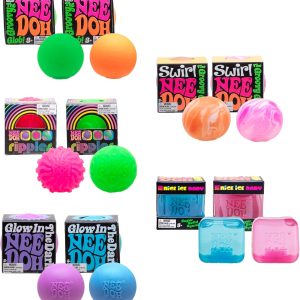 Schylling NeeDoh Teenie 10-Pack - Variety of Mini Squish Toys | Includes Original. Swirl. Ripples. Glow. Nice Ice Baby