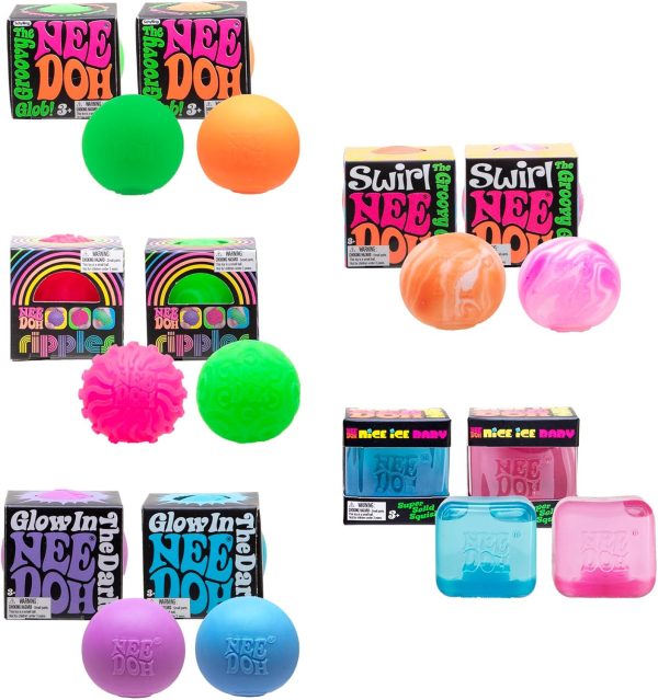 Schylling NeeDoh Teenie 10-Pack - Variety of Mini Squish Toys | Includes Original. Swirl. Ripples. Glow. Nice Ice Baby