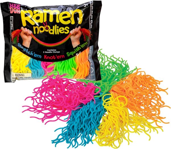 Schylling NeeDoh Ramen Noodlies - Sensory Squeeze Toy - Contains 5 Noodle Clumps - 8.5 Long - Multicolored (Pack of 1)