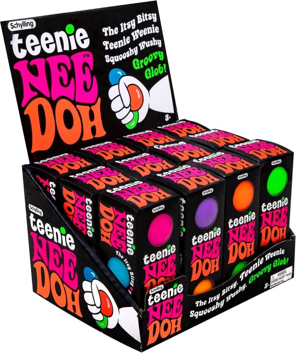Schylling NeeDoh Teenie - Sensory Fidget Toy - 3 Mini Groovy Globs in Assorted Colors - Ages 3 to Adult (Pack of 1)