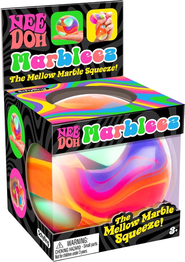 Schylling NeeDoh Marbleez - Groovy Glob Toy - Assorted Multi-Color Swirls - Ages 3 to Adult (Pack of 1)